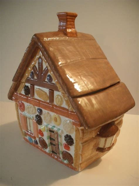 cookie jar gingerbread house metallic ceramic|large ceramic display gingerbread house.